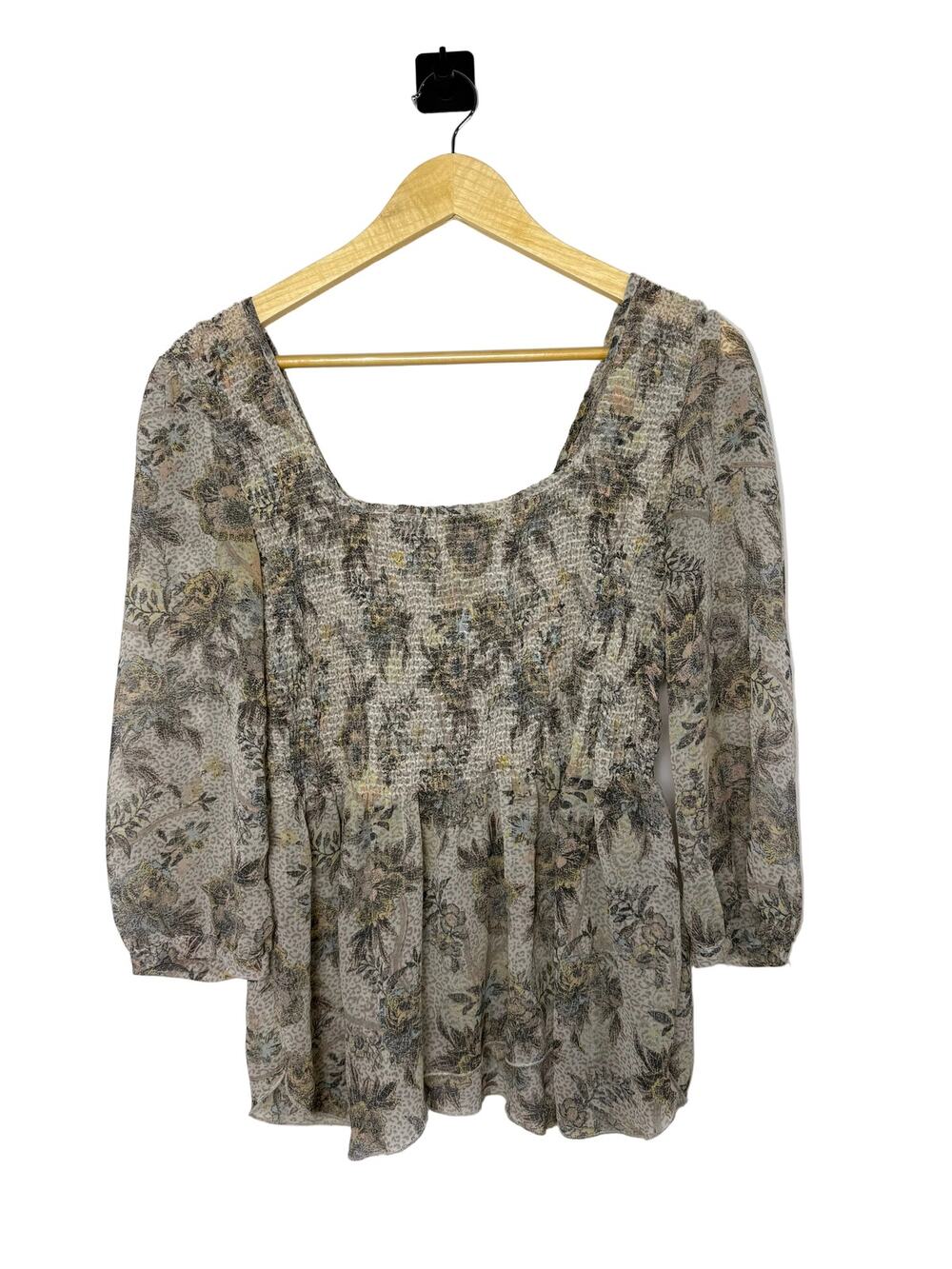 Free People Floral Sheer Blouse Medium Boho Whimsigoth